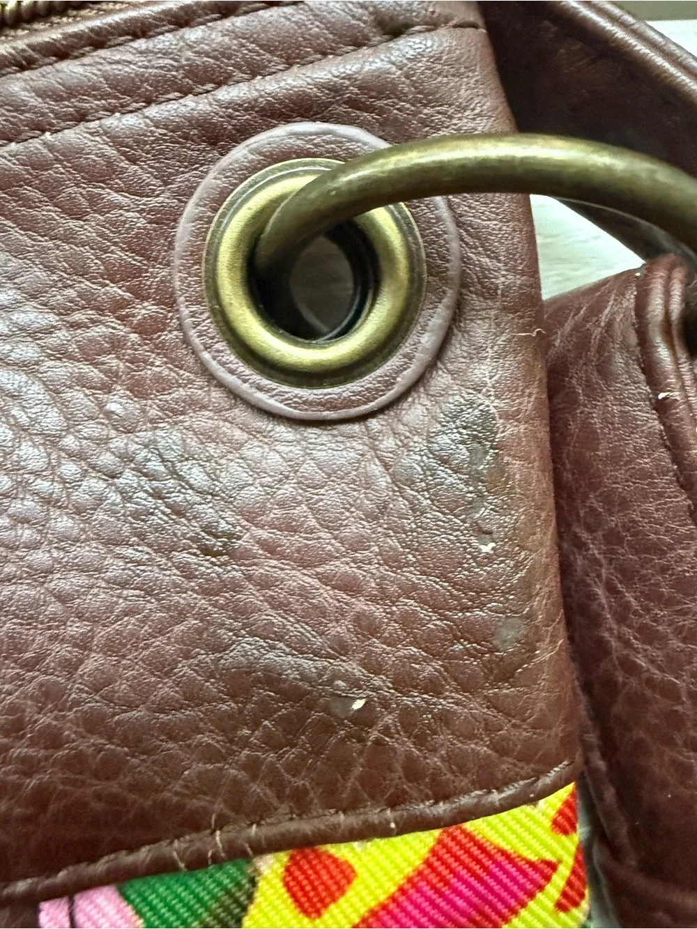 Desigual Multicolor Floral Geo Patch Crossbody with Brown Trim - Picture 11 of 17